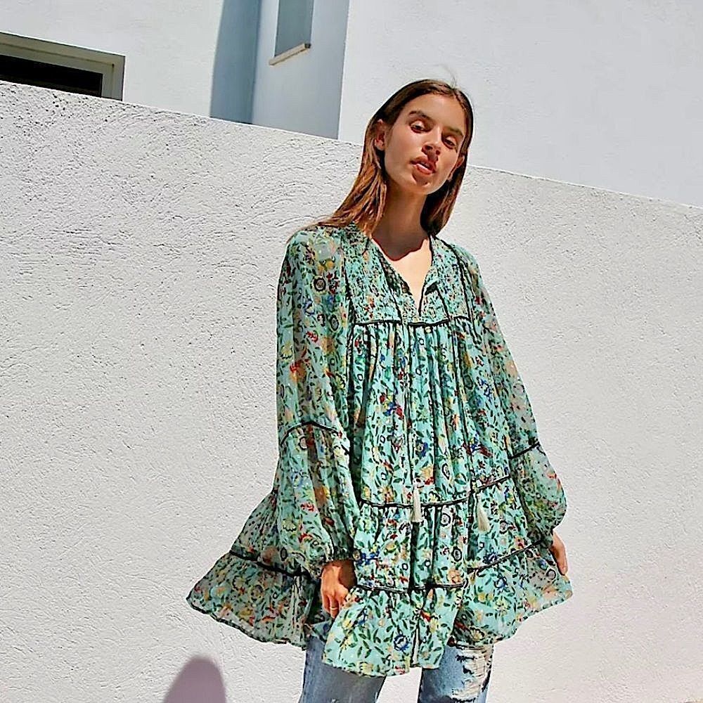 Free People Free Swinging Mini Dress Bohemian Metallic Paisley Size XS